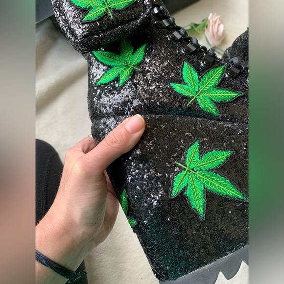 Dolls Kill Glitter Leaf Traitor Boots - Picture 11 of 16